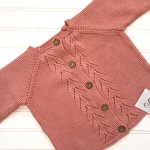 NWT Thick Knit Pointelle Dusty Rose Cardigan Sweater